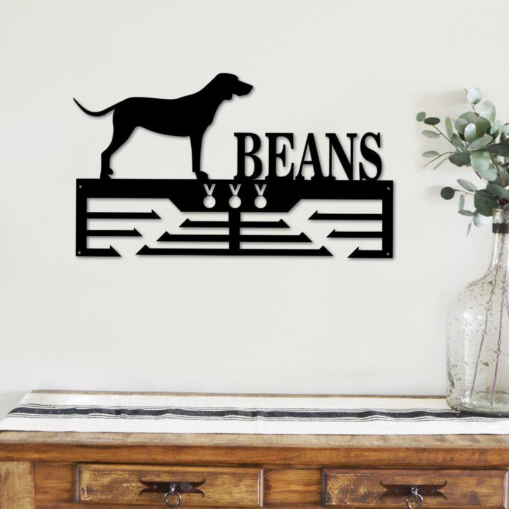 Personalized Coonhound Dog Award Cut Metal Sign