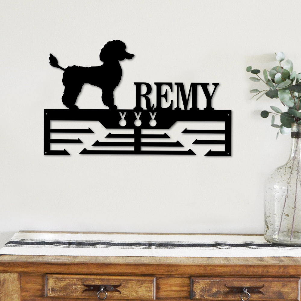 Personalized Poodle Dog Award Cut Metal Sign