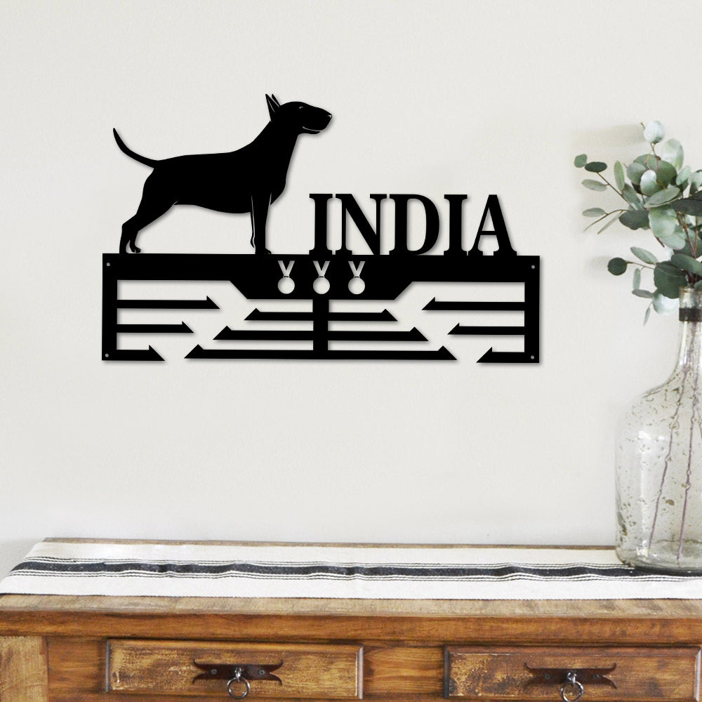 Personalized Bull Terrier Dog Award Cut Metal Sign