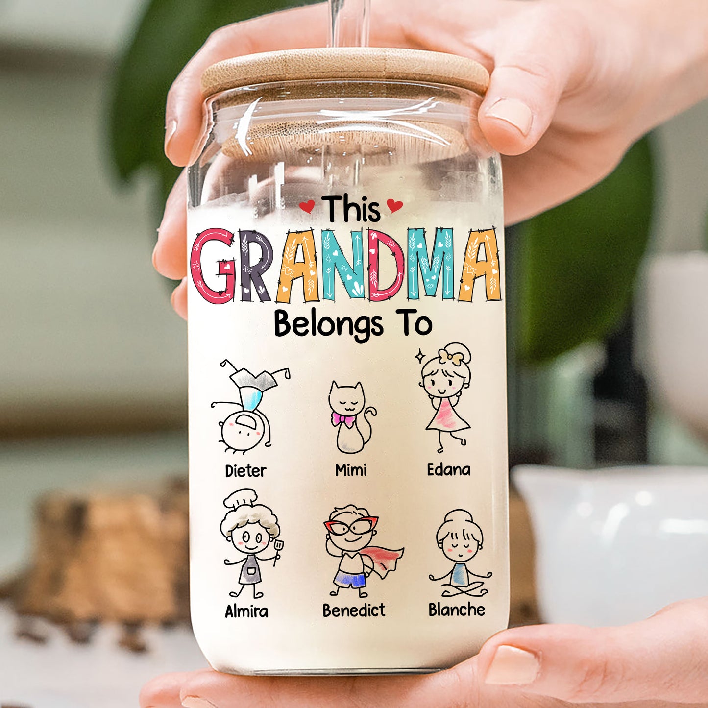 Personalized This Grandma Belongs To Fun Kids Clear Glass Can