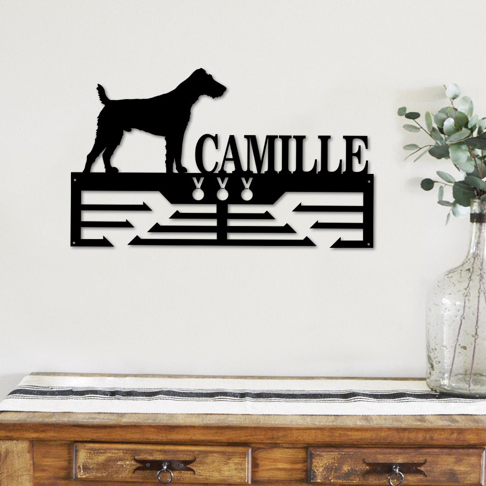 Personalized Fox Terrier Dog Award Cut Metal Sign