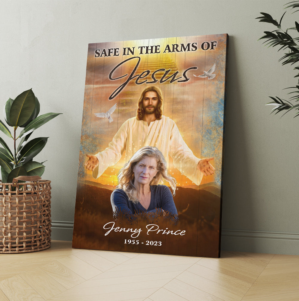 Personalized Safe In The Arm Of Jesus Canvas Prints