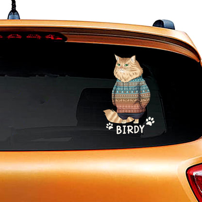 Personalized Funny Cat Christmas Sticker Decal