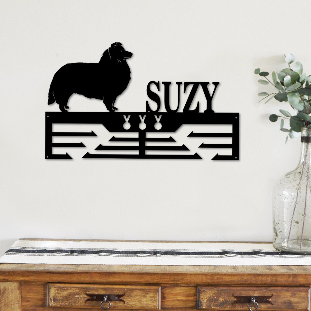 Personalized Shetland Dog Award Cut Metal Sign