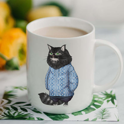 Personalized Funny Cat Christmas White Mug