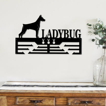 Personalized Doberman Dog Award Cut Metal Sign