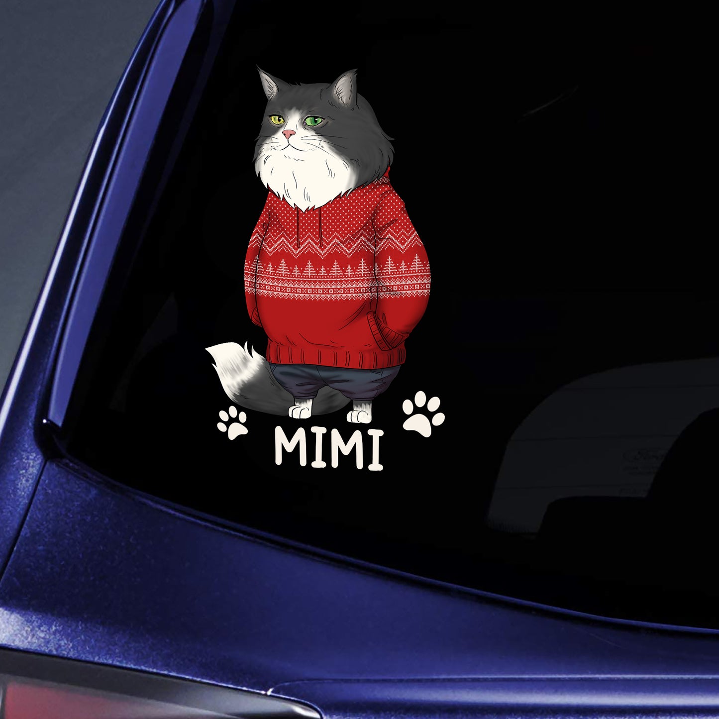 Personalized Funny Cat Christmas Sticker Decal