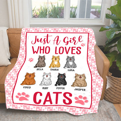 Personalized Just A Girl Who Loves Cat Blanket