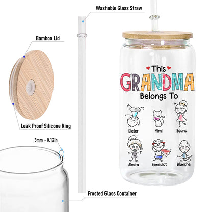 Personalized This Grandma Belongs To Fun Kids Clear Glass Can