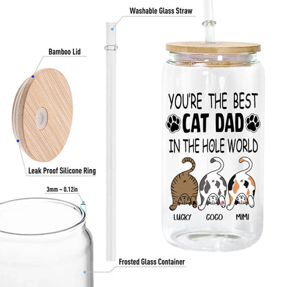 Personalized Funny Cat You Are The Best Cat Dad In The Hole World Clear Glass Can
