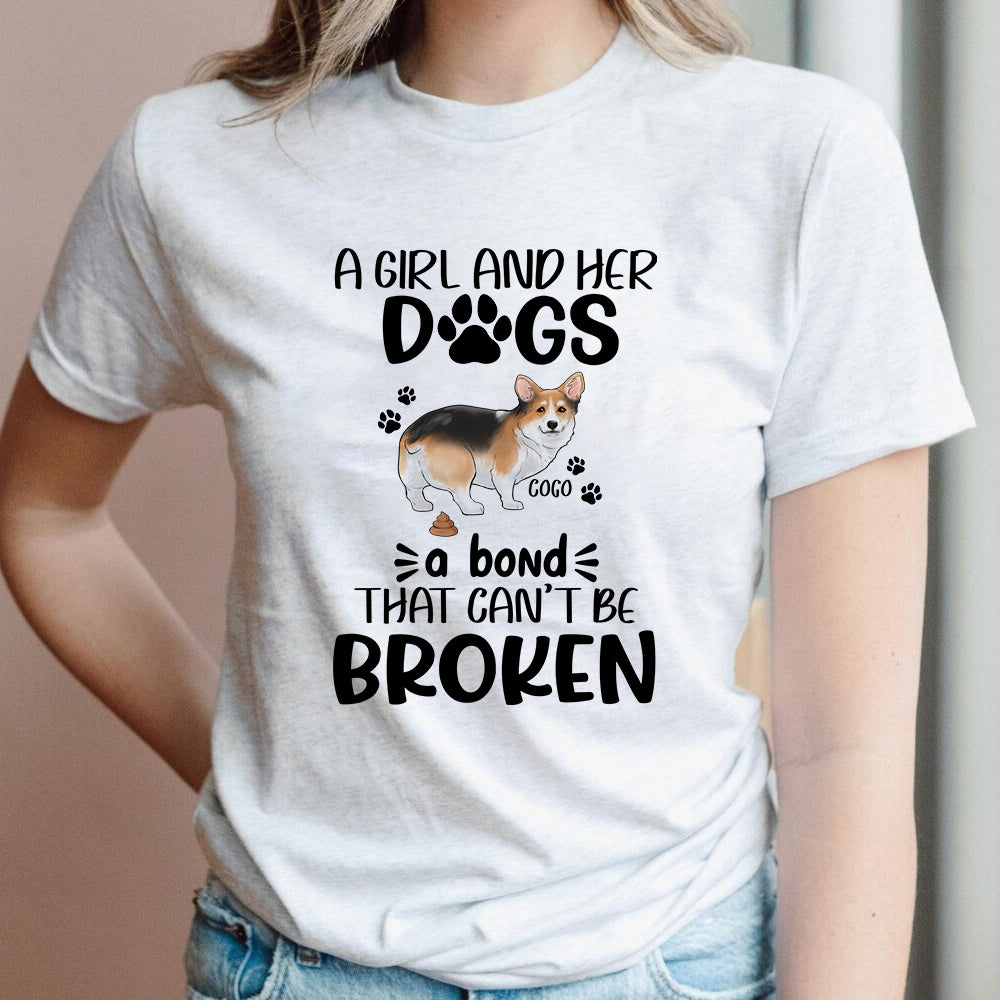 Personalized Funny Pooping Dog A Girl And Her Dog A Bond That Can Not Be Broken T-Shirt