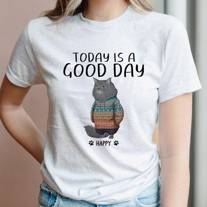 Personalized Cat Funny Christmas Today Is A Good Day T-Shirt