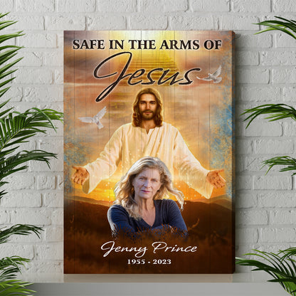 Personalized Safe In The Arm Of Jesus Canvas Prints