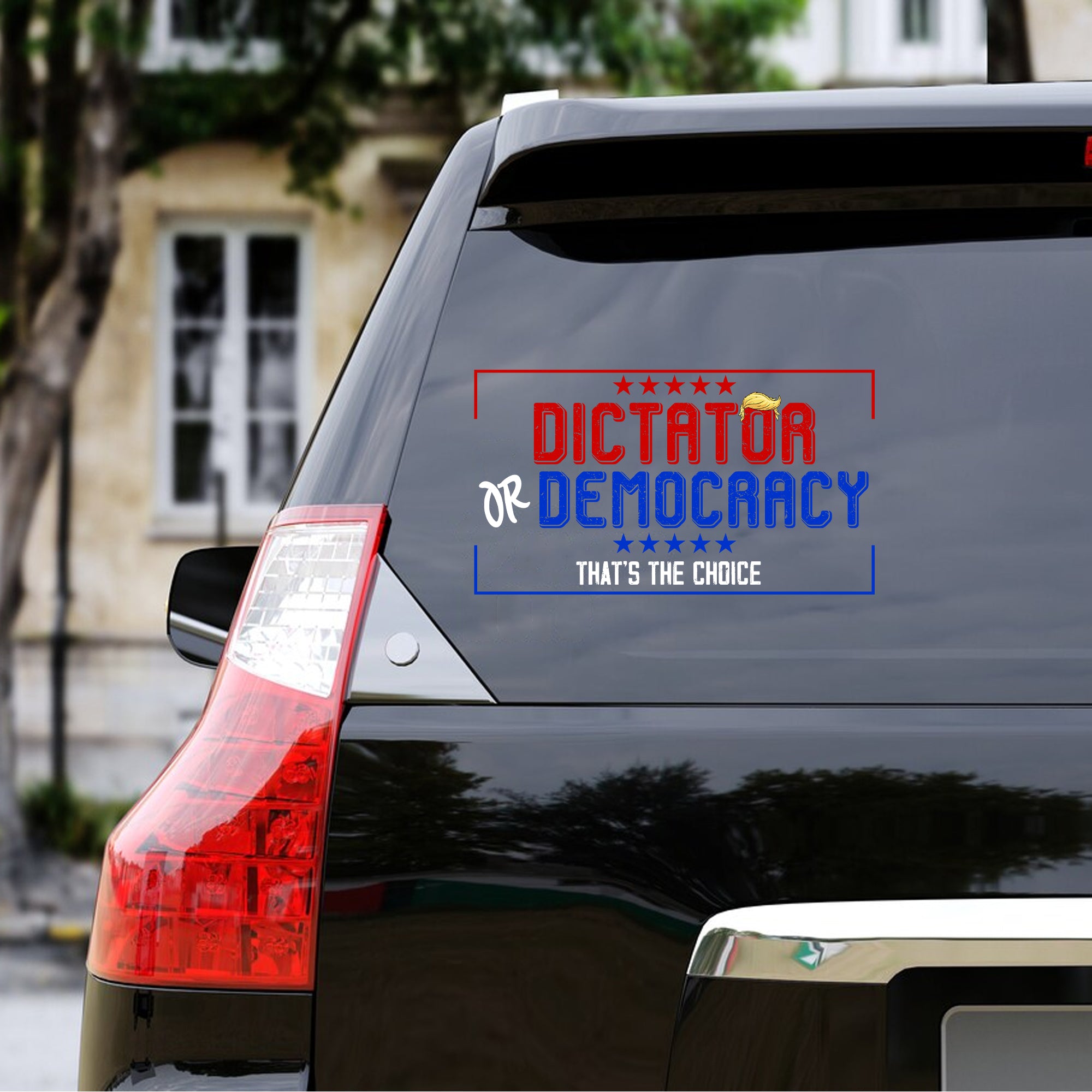 Dictator Or Democracy That Is Choice American Sticker Decal