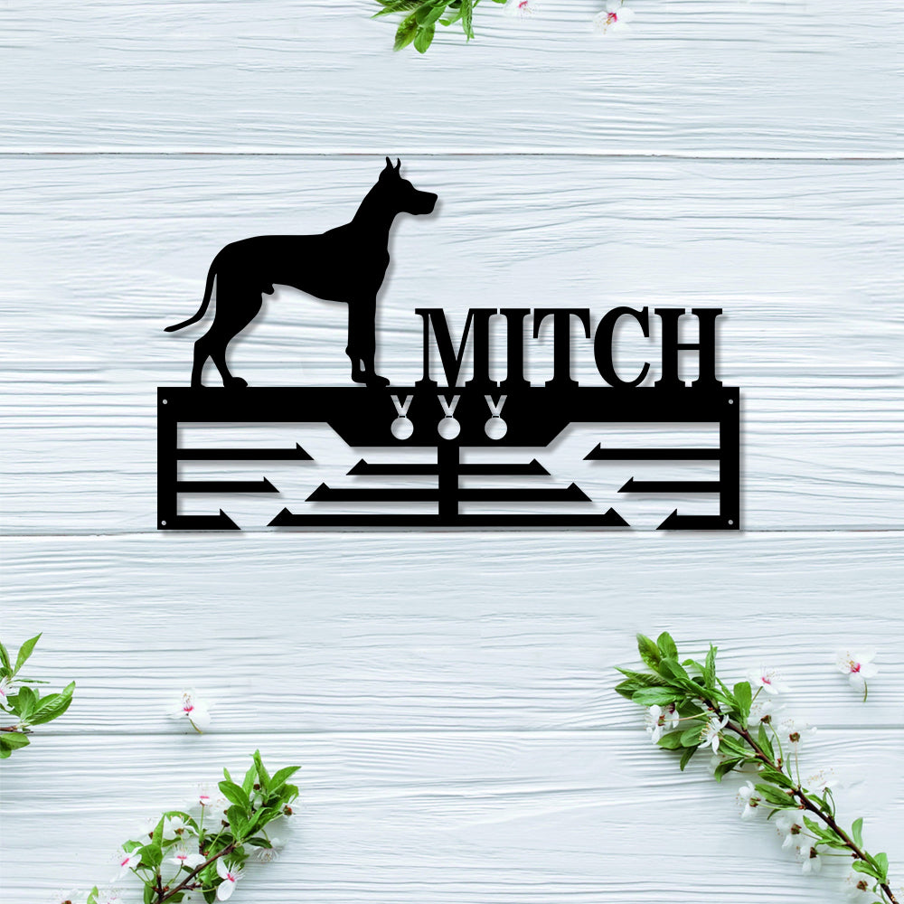 Personalized Great Dane Dog Award Cut Metal Sign