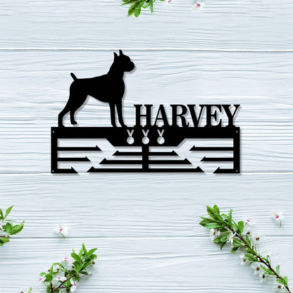 Personalized Boxer Dog Award Cut Metal Sign