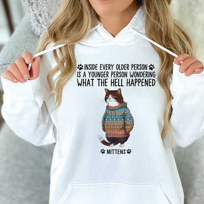 Personalized Cat Funny Christmas Inside Every Older Person Is A Younger Person Hoodie