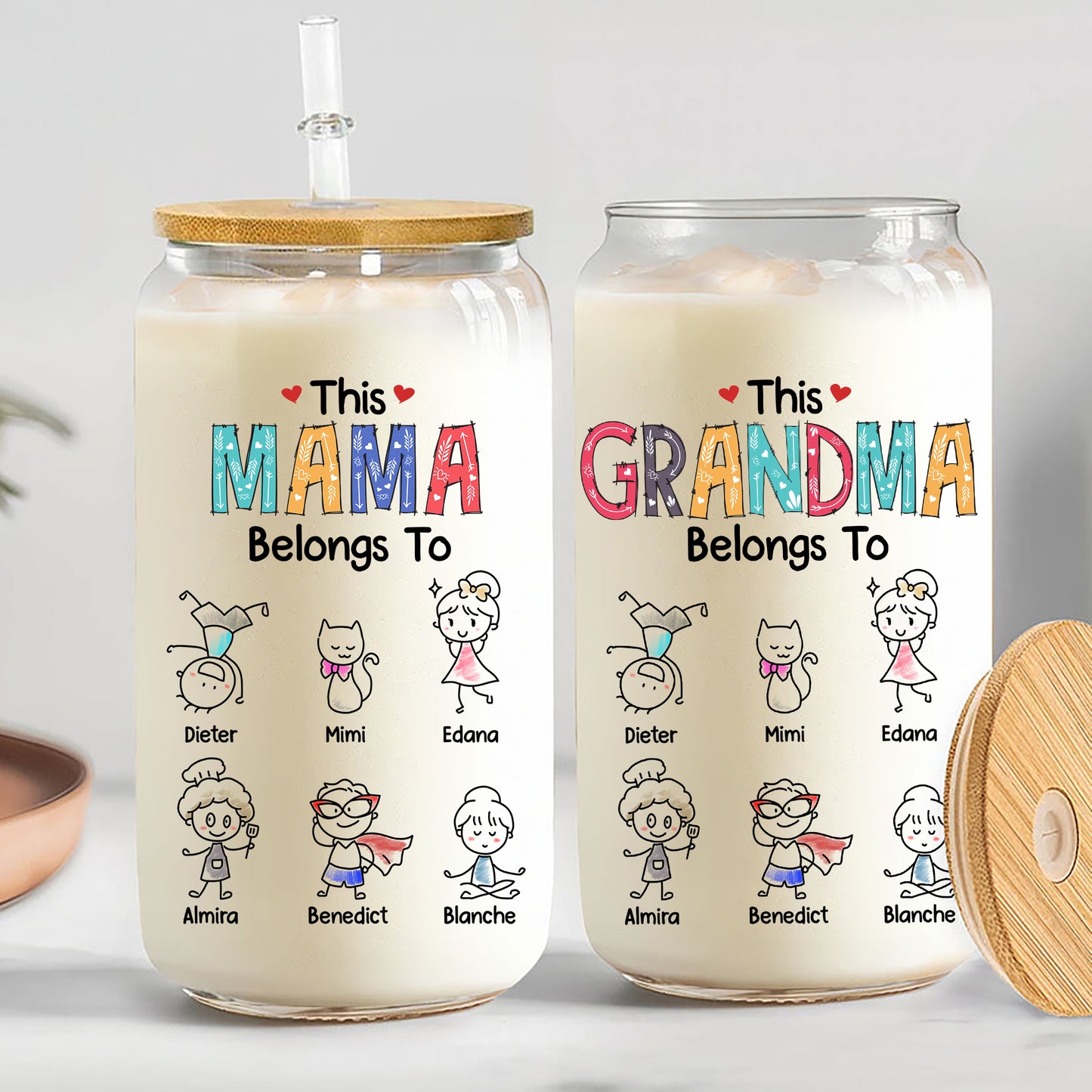 Personalized This Grandma Belongs To Fun Kids Clear Glass Can