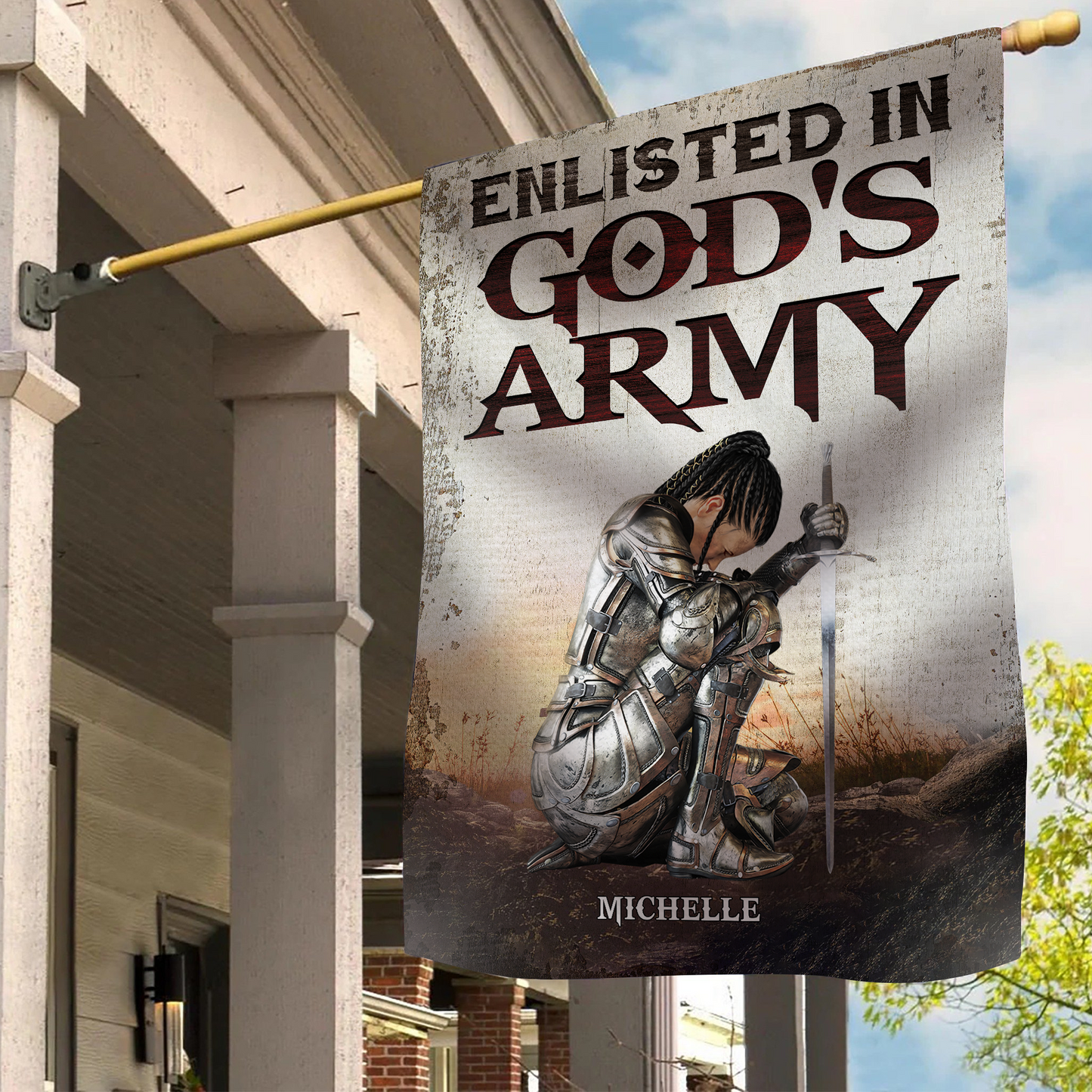 Personalized Woman Warrior Of God Enlisted In Army Of God  Flag