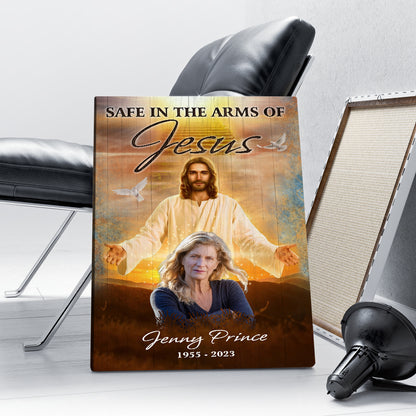 Personalized Safe In The Arm Of Jesus Canvas Prints