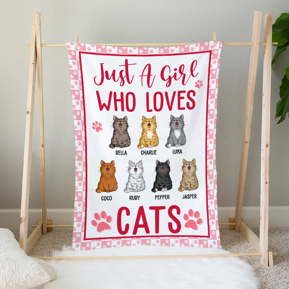 Personalized Just A Girl Who Loves Cat Blanket