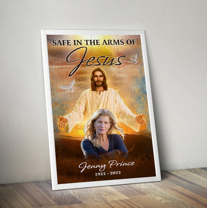 Personalized Safe In The Arm Of Jesus Poster Canvas