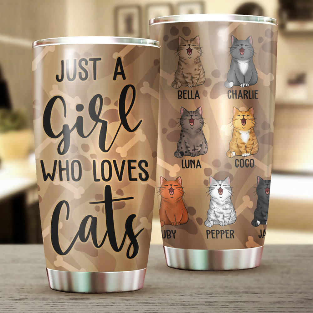 Personalized Just A Girl Who Loves Cat Tumbler