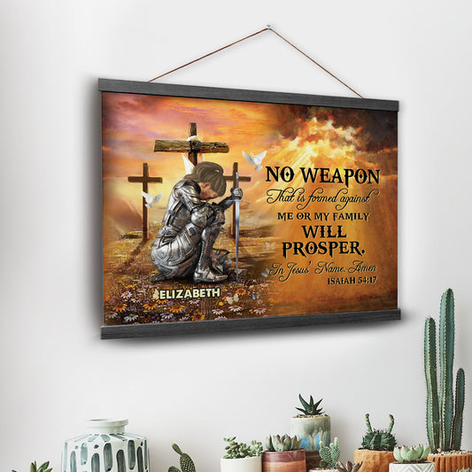 Personalized Woman Warrior No Weapon Formed Against Us Shall Prosper-Isaiah 54:17 Hanging Canvas