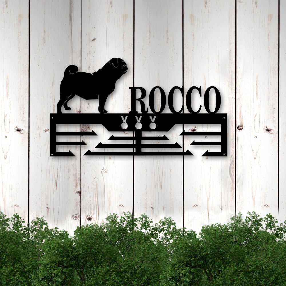 Personalized Pug Dog Award Cut Metal Sign