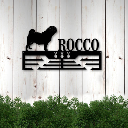 Personalized Pug Dog Award Cut Metal Sign