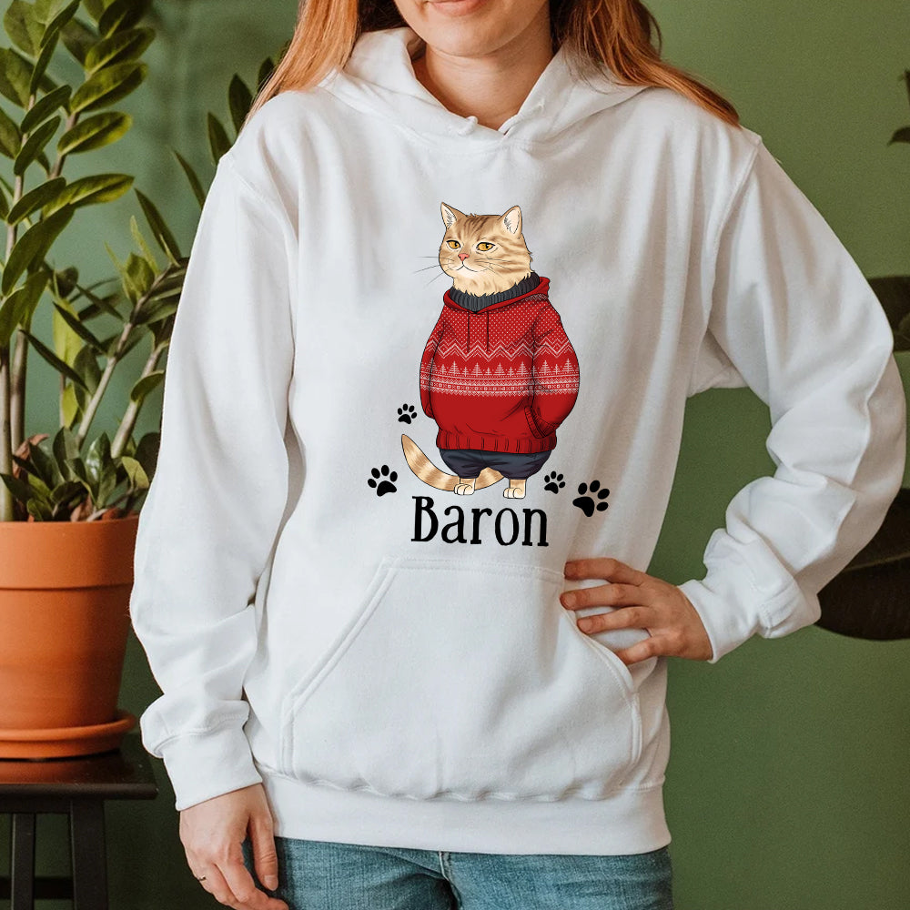 Personalized Funny Cat Christmas Hoodie