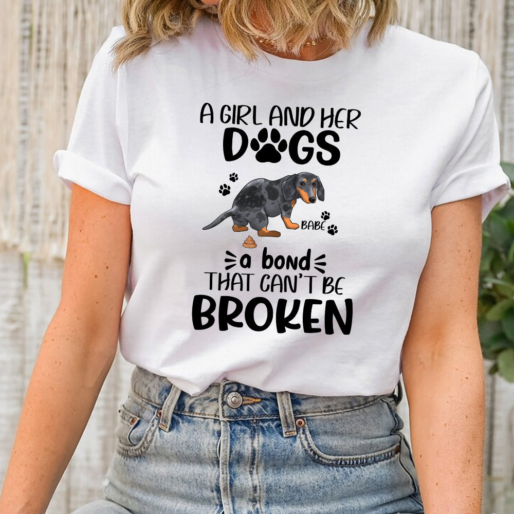 Personalized Funny Pooping Dog A Girl And Her Dog A Bond That Can Not Be Broken T-Shirt