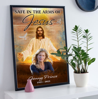 Personalized Safe In The Arm Of Jesus Poster Canvas