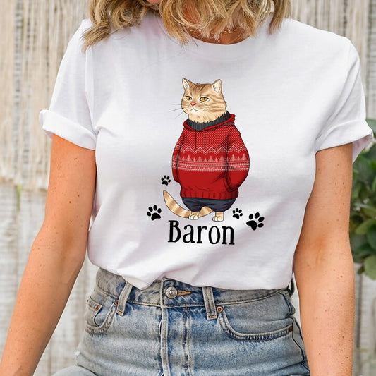 Personalized Funny Cat Christmas T-Shirt