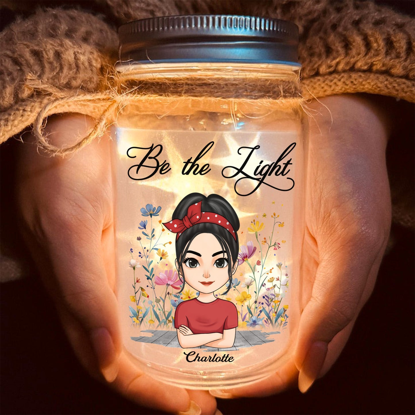 Be The Light You Are The Light Of The World Matthew 5:14 - Personalized Christian Girl Mason Jar Light