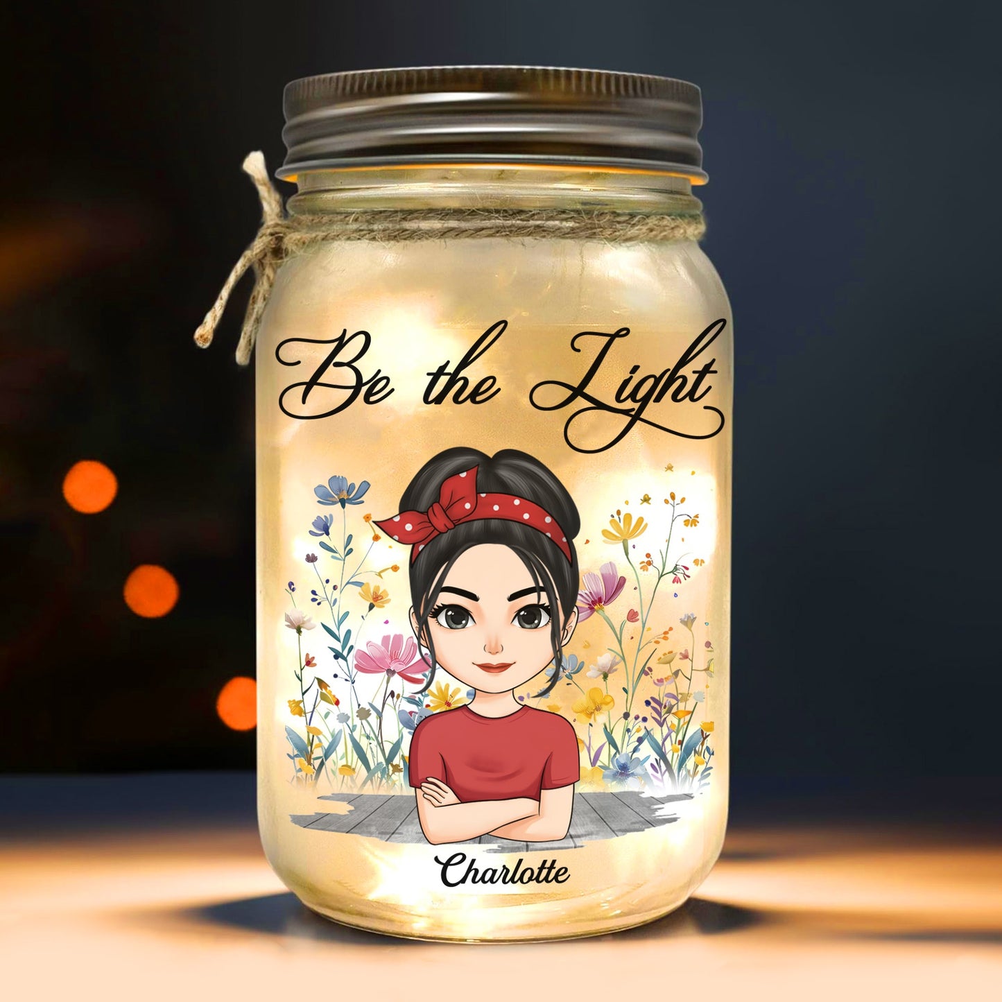 Be The Light You Are The Light Of The World Matthew 5:14 - Personalized Christian Girl Mason Jar Light