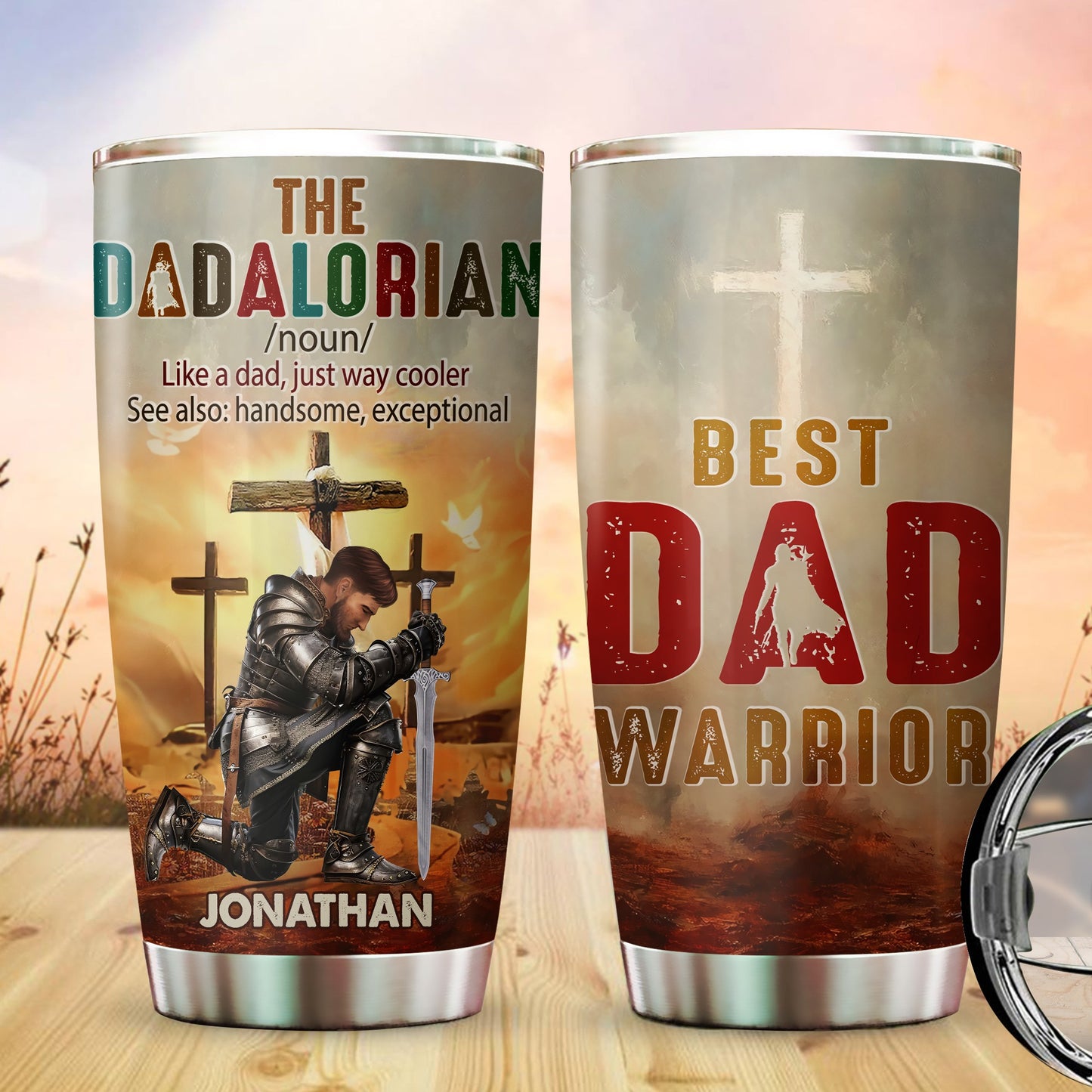 Best Dad Warrior The Dadalorian Like A Dad - Personalized Man Warrior Of God Tumbler