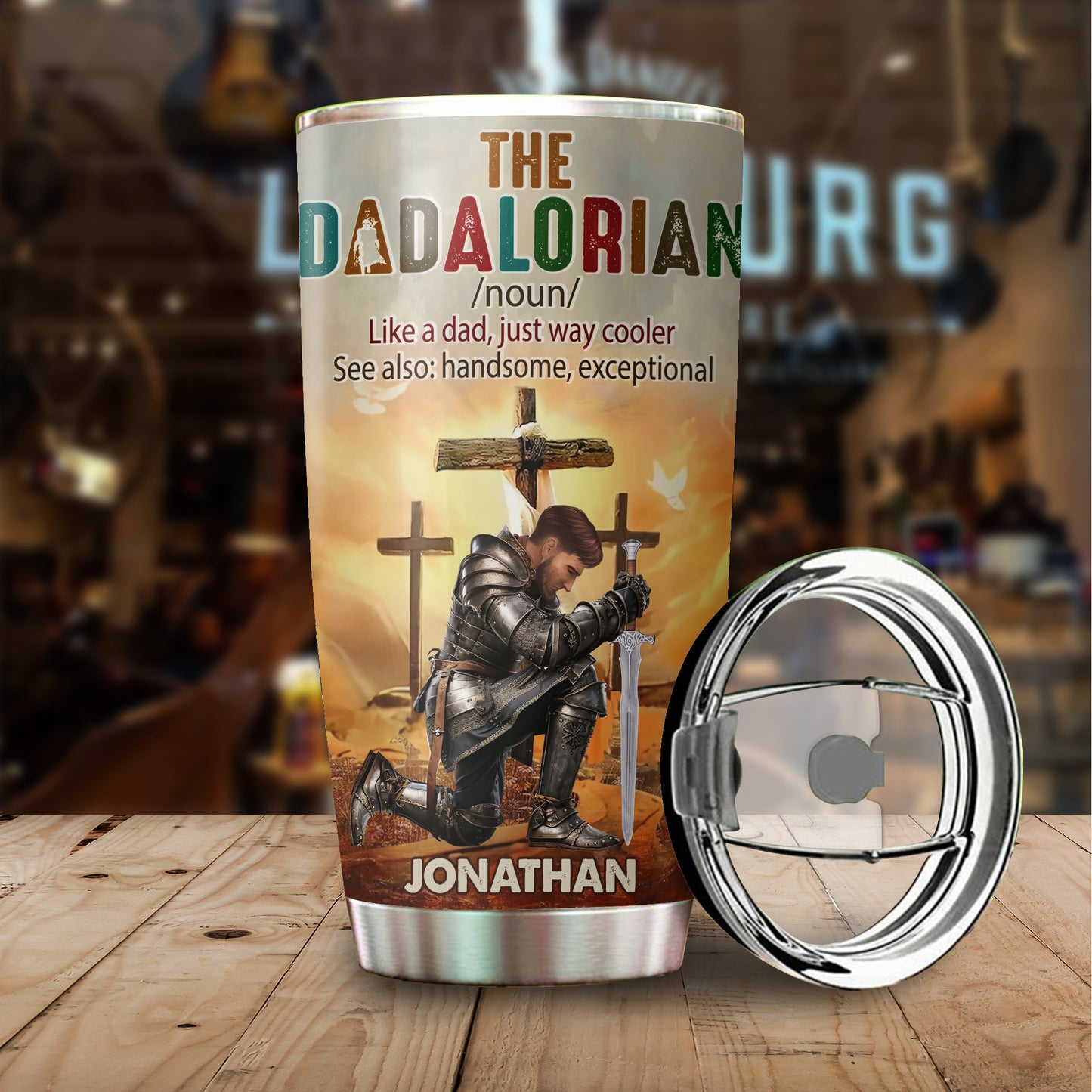 Best Dad Warrior The Dadalorian Like A Dad - Personalized Man Warrior Of God Tumbler