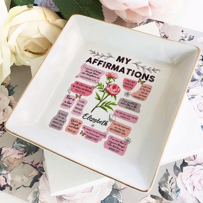 Birth Month Flower Christian Bible Verse Affirmation I Can Do All Things Through Christ Personalized Jewelry Dish