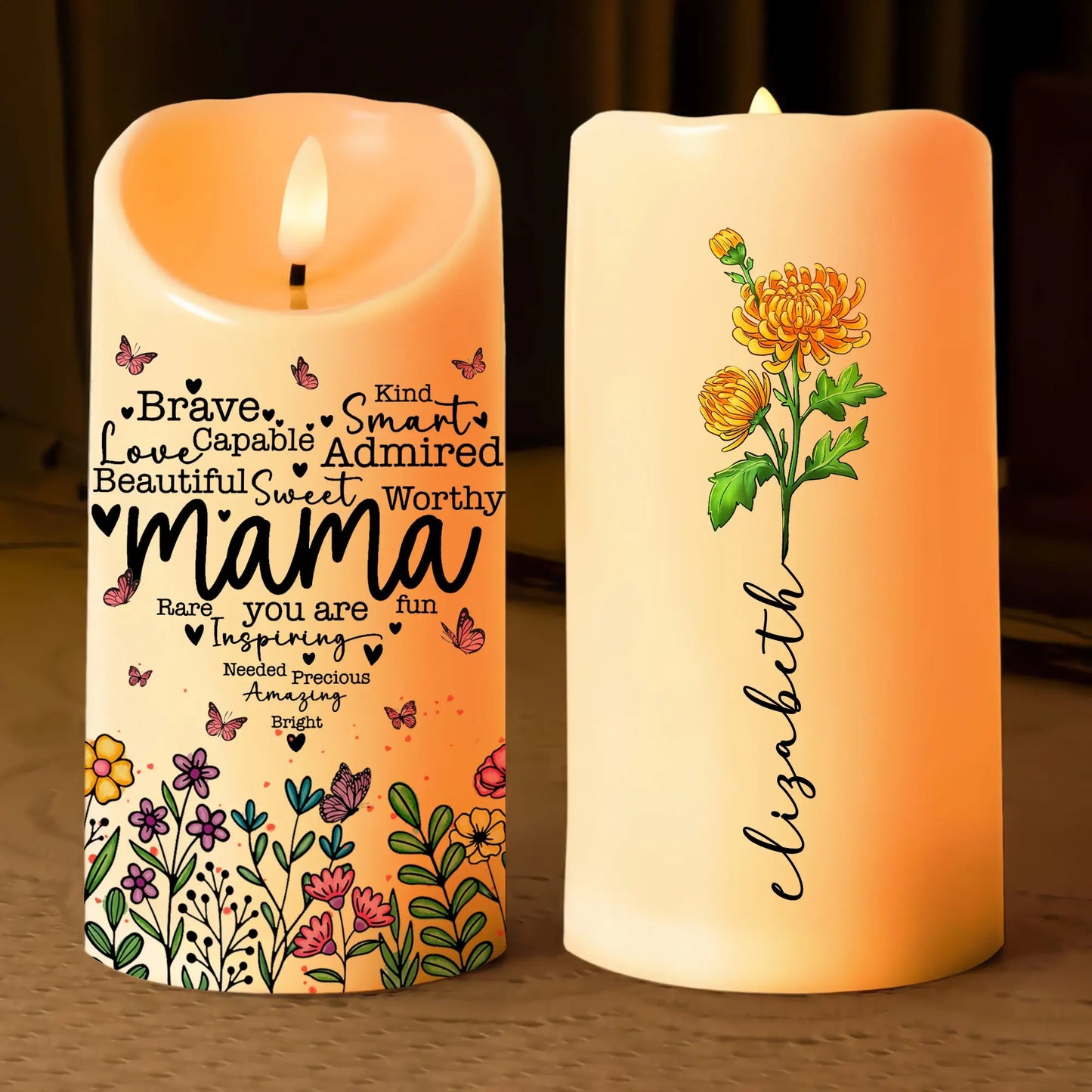 Birth Month Flower Mama You Are Rare Fun Inspiring Needed Precious - Personalized Led Candle