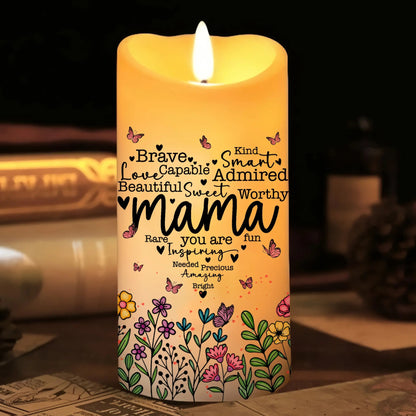 Birth Month Flower Mama You Are Rare Fun Inspiring Needed Precious - Personalized Led Candle