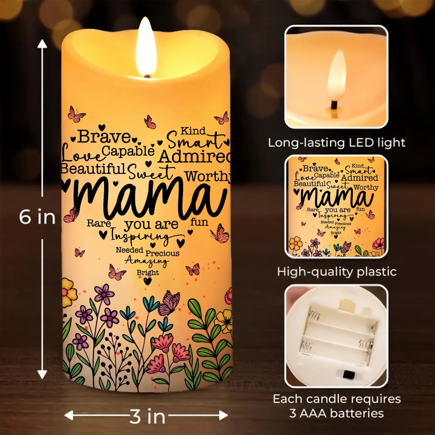 Birth Month Flower Mama You Are Rare Fun Inspiring Needed Precious - Personalized Led Candle