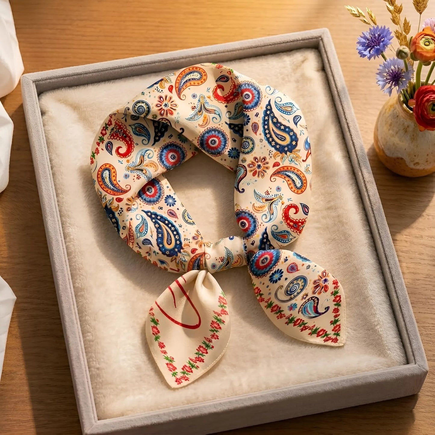 Personalized Boho Floral Paisley Lightweight Vintage Hair Accessory All-over Print Satin Hair Scarf