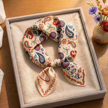 Personalized Boho Floral Paisley Lightweight Vintage Hair Accessory All-over Print Satin Hair Scarf