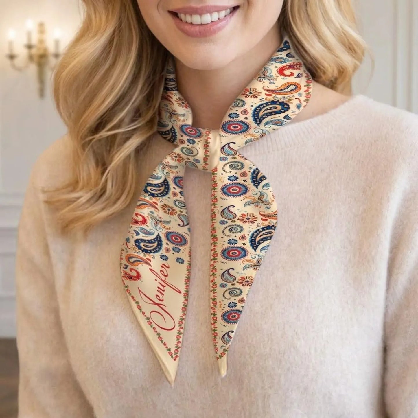 Personalized Boho Floral Paisley Lightweight Vintage Hair Accessory All-over Print Satin Hair Scarf