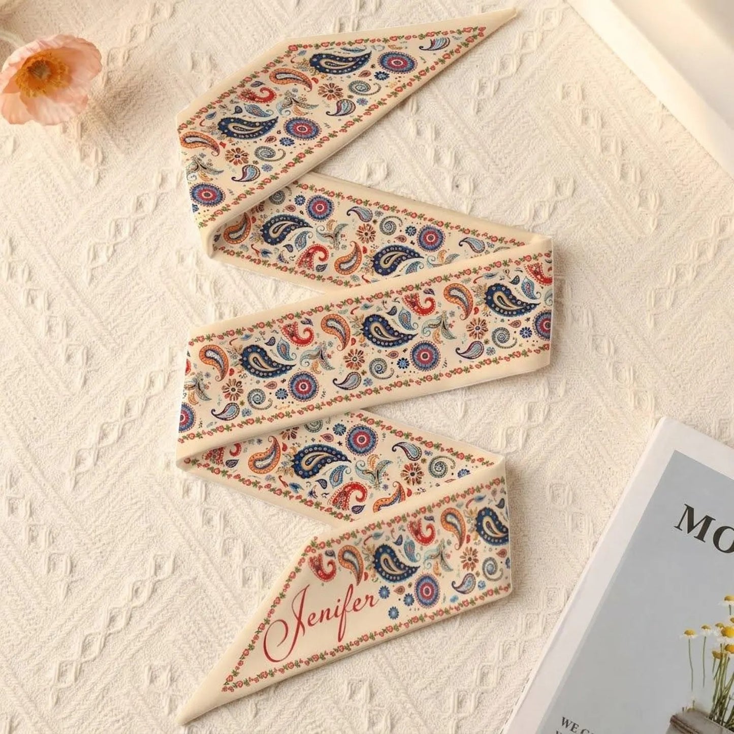 Personalized Boho Floral Paisley Lightweight Vintage Hair Accessory All-over Print Satin Hair Scarf