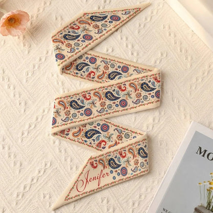Personalized Boho Floral Paisley Lightweight Vintage Hair Accessory All-over Print Satin Hair Scarf