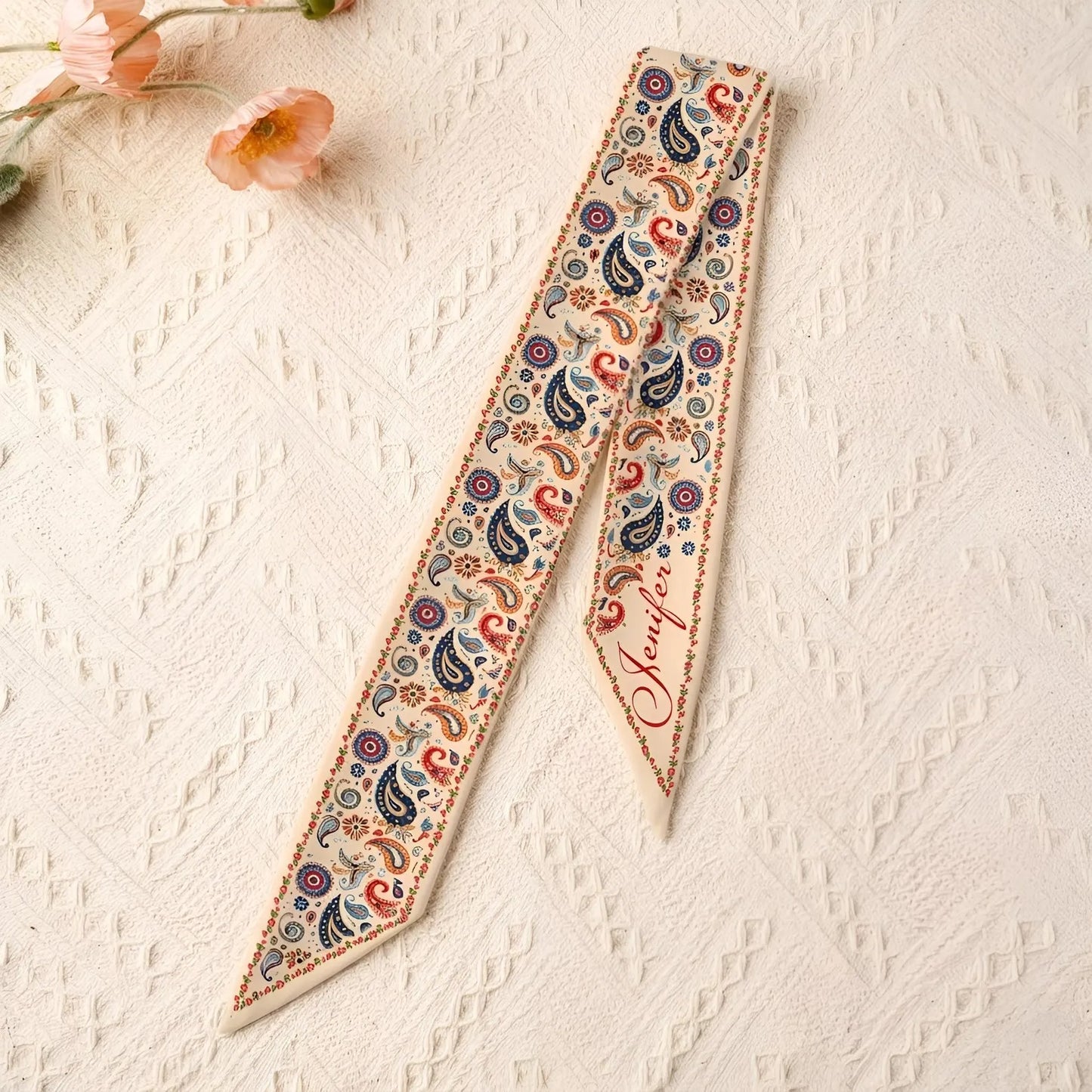 Personalized Boho Floral Paisley Lightweight Vintage Hair Accessory All-over Print Satin Hair Scarf
