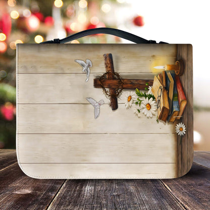 Christian Cross Happy Moments Praise God Difficult Moments Seek God Leather Bible Cover