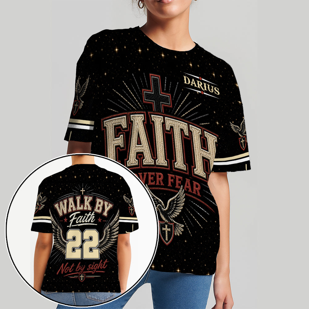 Personalized Christian Faith Over Fear Walk By Faith Not By Sight 3D All Over Print T-Shirt And Hoodie